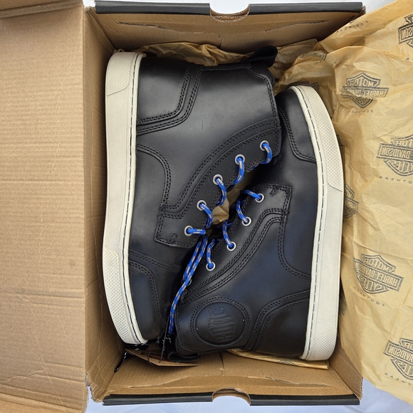 Harley-Davidson Womens Bateman Ankle Pro Riding Sneaker Black Leather Sz 9.5 - Picture 3 of 15